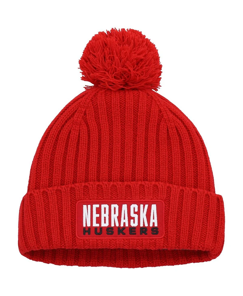Men's adidas Scarlet Nebraska Huskers Modern Ribbed Cuffed Knit Hat with Pom