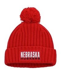 Men's adidas Scarlet Nebraska Huskers Modern Ribbed Cuffed Knit Hat with Pom