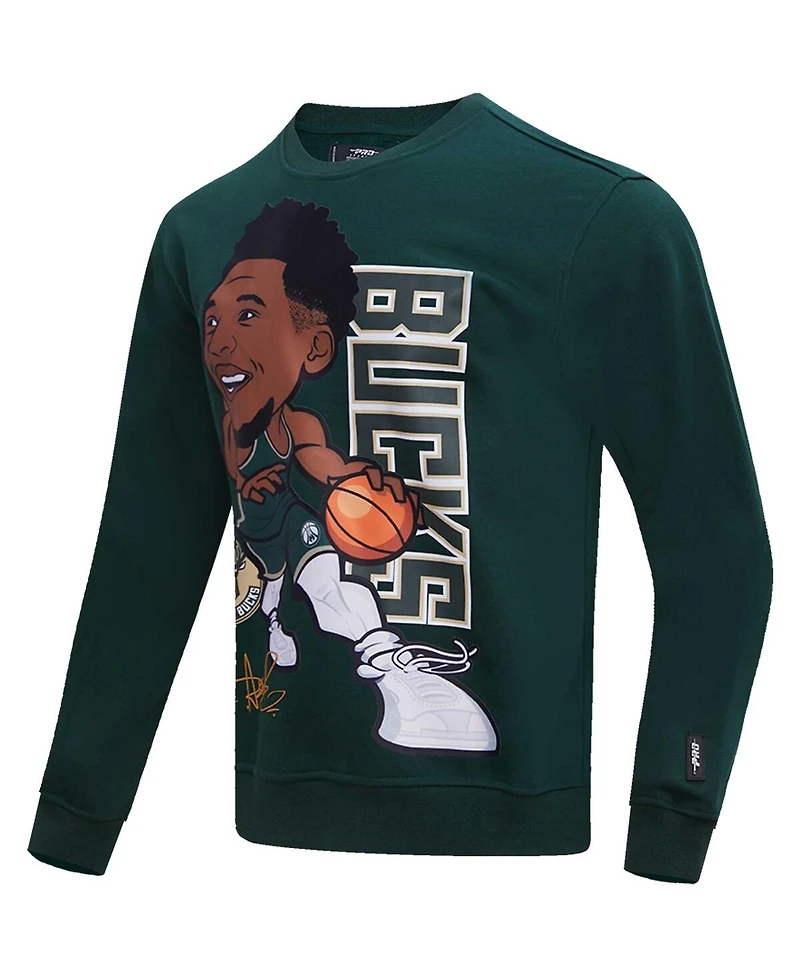 Men's Pro Standard Giannis Antetokounmpo Hunter Green Milwaukee Bucks Avatar Pullover Sweatshirt