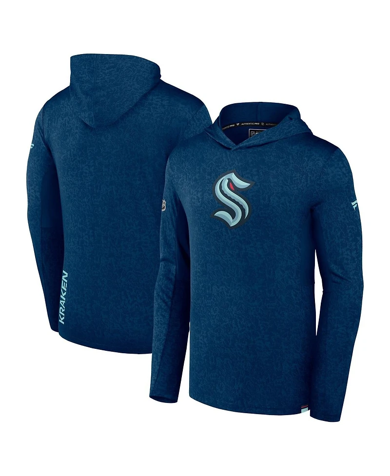 Men's Fanatics Deep Sea Blue Seattle Kraken Authentic Pro Lightweight Pullover Hoodie