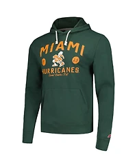 Men's League Collegiate Wear Green Distressed Miami Hurricanes Bendy Arch Essential Pullover Hoodie