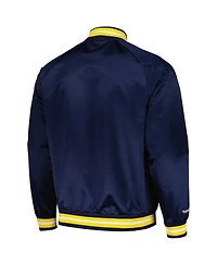 Men's Mitchell & Ness Navy Indiana Pacers Hardwood Classics Throwback Wordmark Raglan Full-Snap Jacket