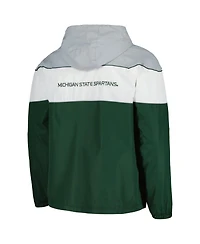 Men's G-iii Sports by Carl Banks Green Michigan State Spartans Center Line Half-Zip Raglan Hoodie Jacket