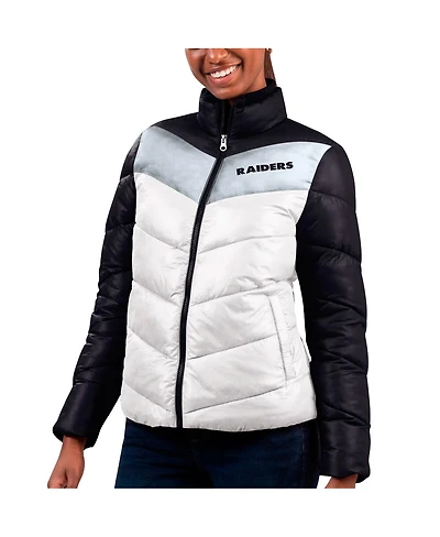 Women's G-iii 4Her by Carl Banks White, Black Las Vegas Raiders New Star Quilted Full-Zip Jacket