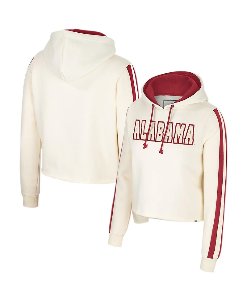 Women's Colosseum Cream Alabama Crimson Tide Perfect Date Cropped Pullover Hoodie