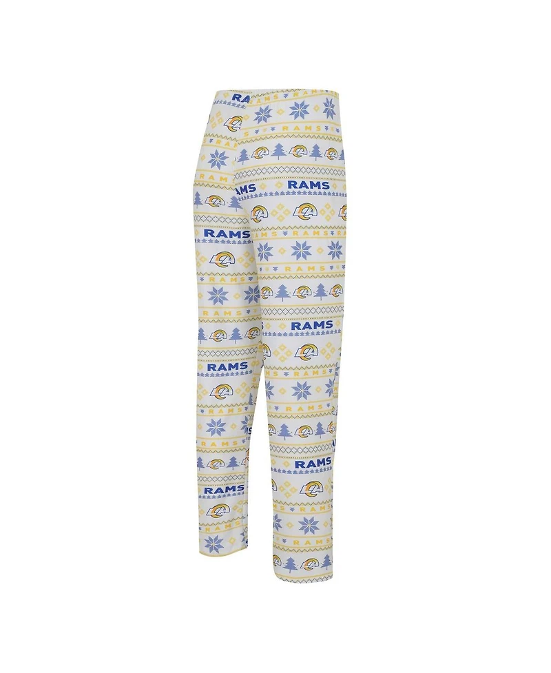 Men's Concepts Sport White, Royal Los Angeles Rams Tinsel Raglan Long Sleeve T-shirt and Pants Sleep Set
