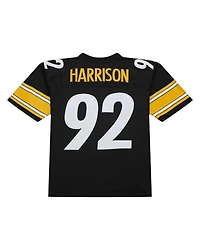 Men's Mitchell & Ness James Harrison Black Distressed Pittsburgh Steelers Legacy Replica Jersey