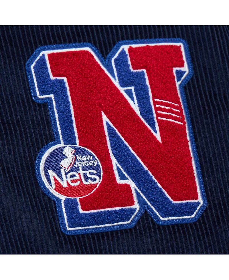 Men's Mitchell & Ness Navy New Jersey Nets Hardwood Classics Coaches Full-Snap Jacket
