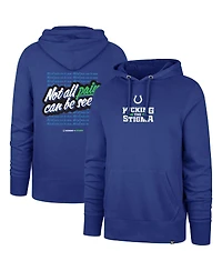 Men's '47 Brand Royal Indianapolis Colts Not All Pain Can Be Seen Kicking the Stigma Pullover Hoodie