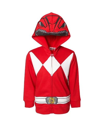 Power Rangers Blue Ranger Red Black Fleece Zip Up Hoodie Toddler| Child Boys
