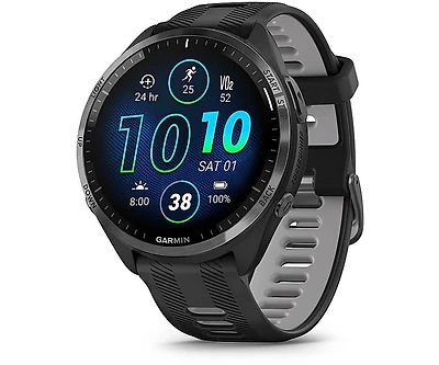 Garmin Garming Titanium Bezel Running Watch With Silicone Carbon Gray Strap Unisex Smartwatch