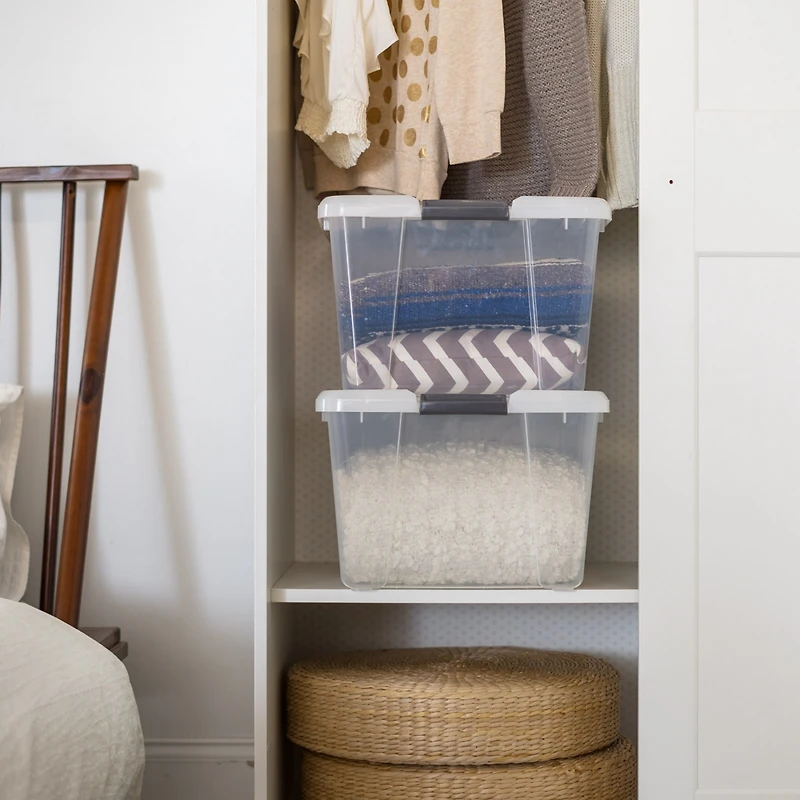 Iris 45qt Clear View Plastic Storage Bin with Lid and Latching Buckles