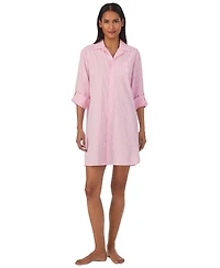Lauren Ralph Women's Long-Sleeve Roll-Tab His Shirt Sleepshirt