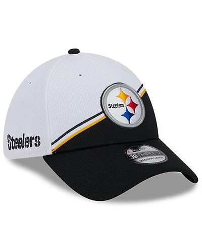 Men's New Era White, Black Pittsburgh Steelers 2023 Sideline 39THIRTY Flex Hat
