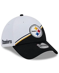 Men's New Era White, Black Pittsburgh Steelers 2023 Sideline 39THIRTY Flex Hat