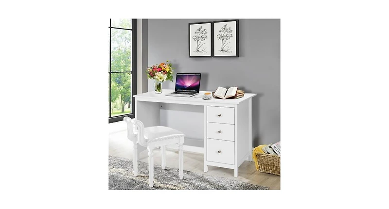 3-Drawer Home Office Study Computer Desk with Spacious Desktop
