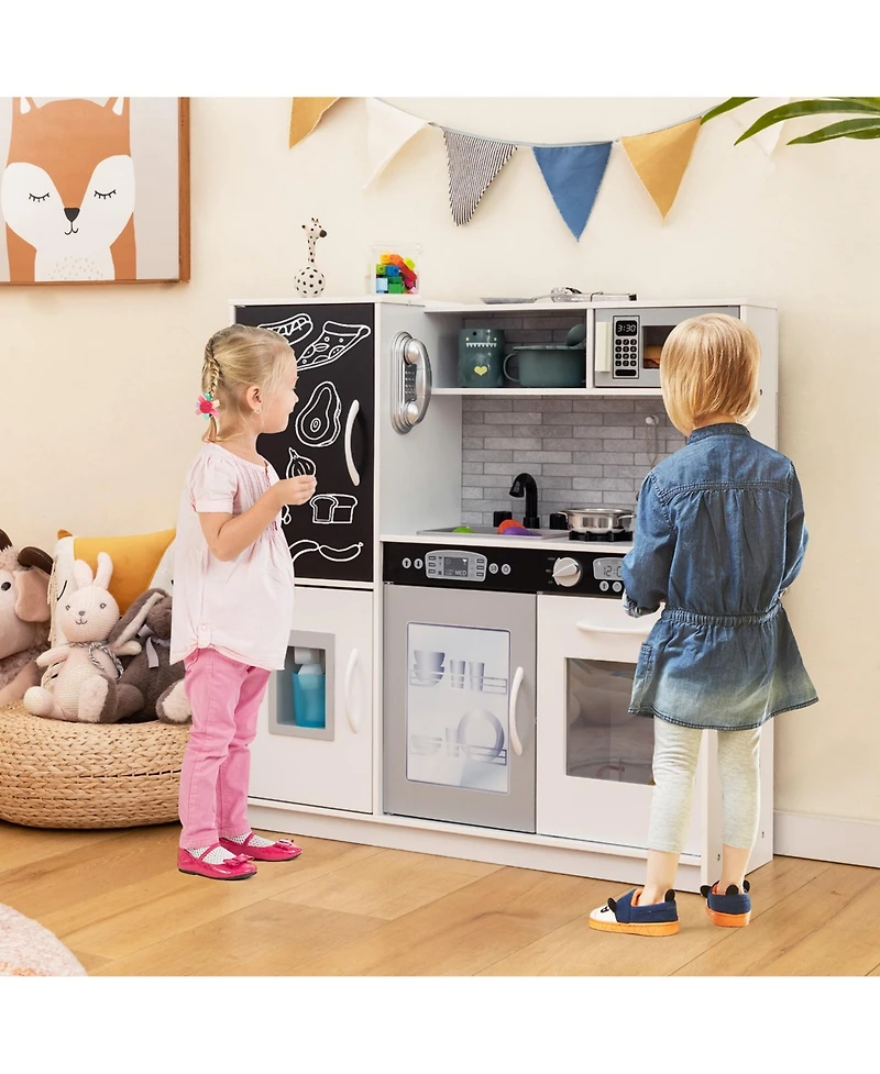 Kid's Pretend Play Kitchen Toddler Kitchen Play set with Blackboard