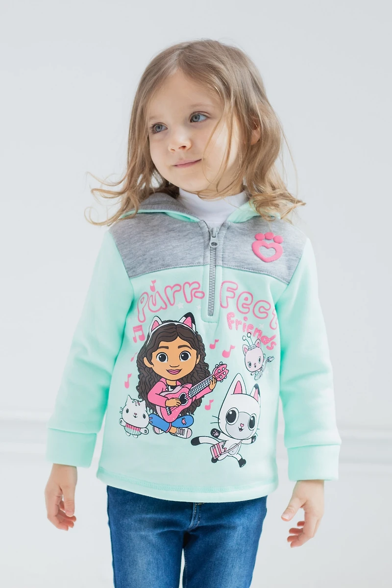 Gabby's Dollhouse Toddler Girls Dreamworks Gabbys Kitty Fairy Cakey Cat Gabby Fleece Half Zip Hoodie