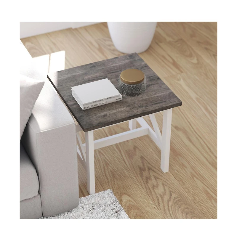 Matty Rustic End Table, Farmhouse Style Solid Wood Accent Table