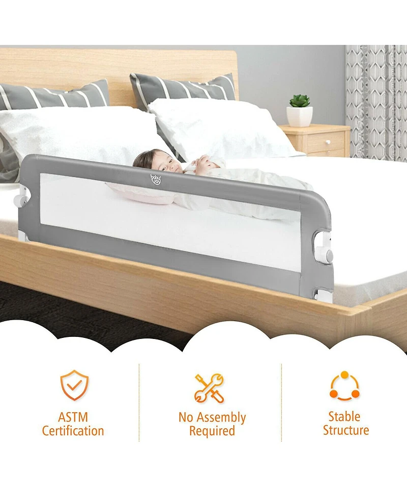 Slickblue Extra Long Foldable Bed Guard Rail for Children, Easy to Install and Store