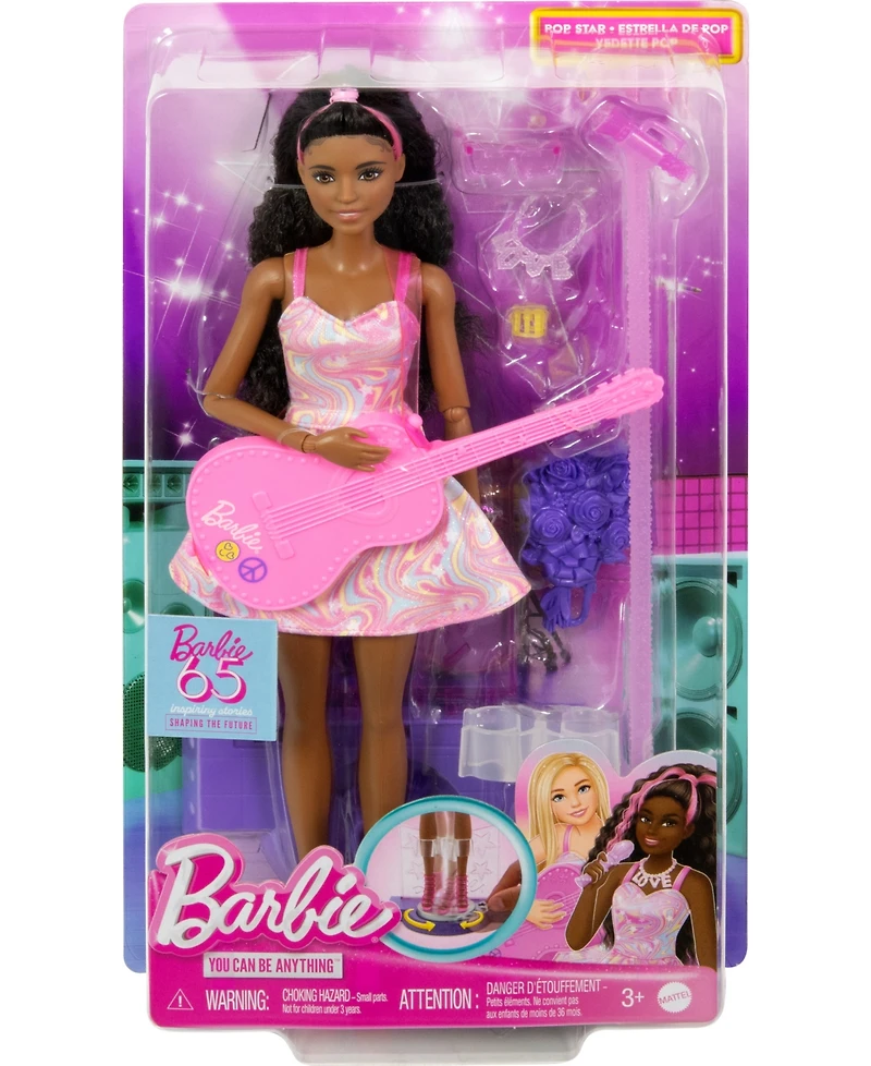 Barbie 65th Anniversary Careers Pop Star Doll and 10 Accessories Including Stage with Movement Feature
