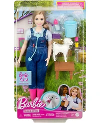 Barbie 65th Anniversary Careers Farm Vet Doll and 10 Accessories Including Lamb with Moving Ears