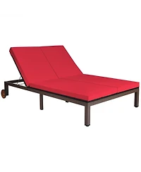 2-Person Patio Rattan Lounge Chair with Adjustable Backrest