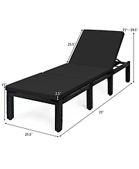 Patio Rattan Height Adjustable Lounge Chair with 2 Set of Cushion Cover