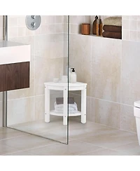 Corner Shower Bench Stool with Storage Shelf for Shaving Legs