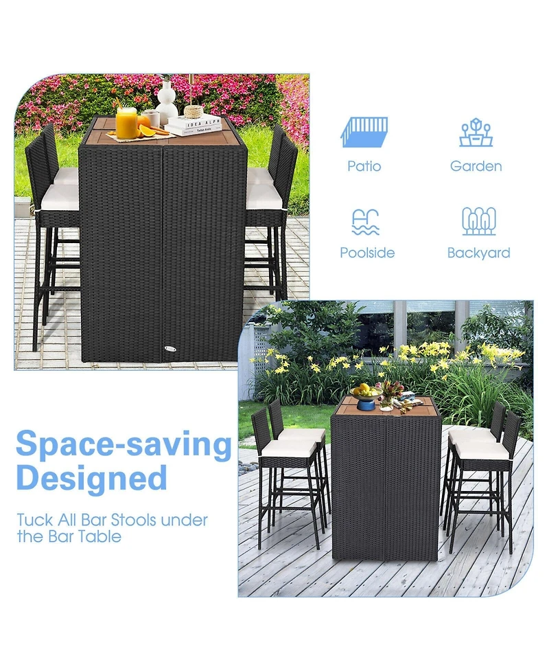 5 Pieces Patio Acacia Wood Dining Set