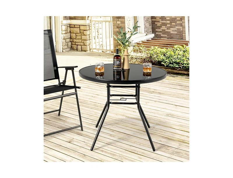 34 Inch Patio Dining Table with 1.5 inch Umbrella Hole for Garden