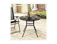 34 Inch Patio Dining Table with 1.5 inch Umbrella Hole for Garden