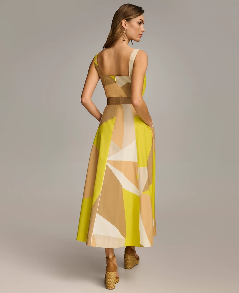 Donna Karan New York Women's Square-Neck Buckled Sleeveless Dress