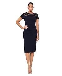 Xscape Women's Illusion Boat-Neck Short-Sleeve Dress