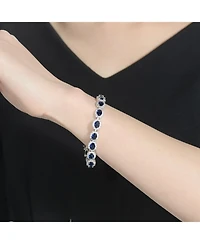 Genevive Sterling Silver Oval Colored Cubic Zirconia Stylish Tennis Bracelet