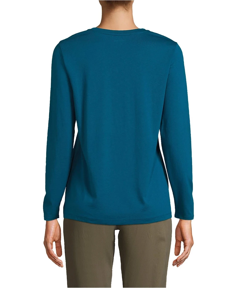 Lands' End Women's Relaxed Supima Cotton Long Sleeve Crew Neck T-Shirt