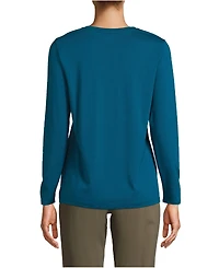 Lands' End Women's Relaxed Supima Cotton Long Sleeve Crew Neck T-Shirt