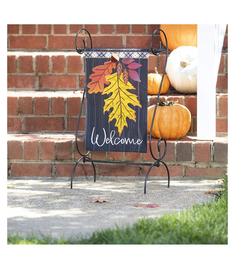 Welcome Autumn Leaves Garden Linen Flag