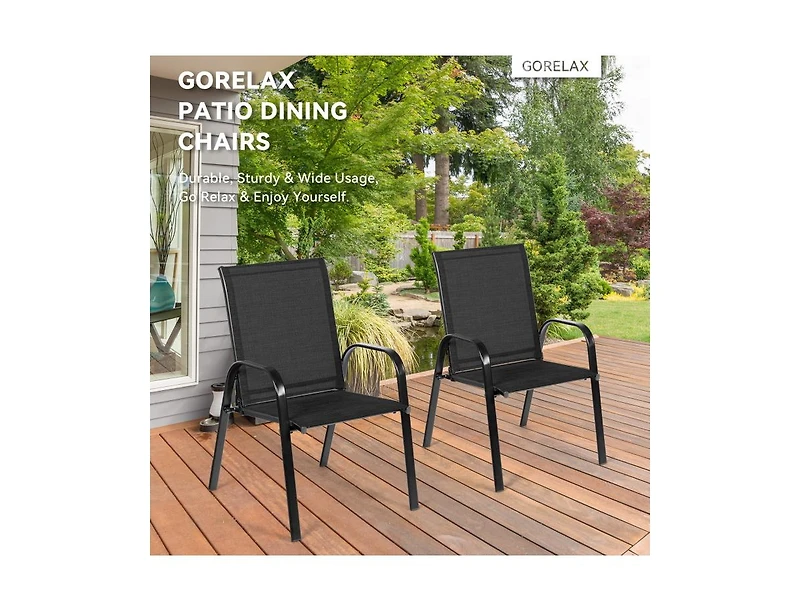 2 Pcs Patio Chairs Outdoor Dining Chair with Armrest