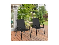 2 Pcs Patio Chairs Outdoor Dining Chair with Armrest