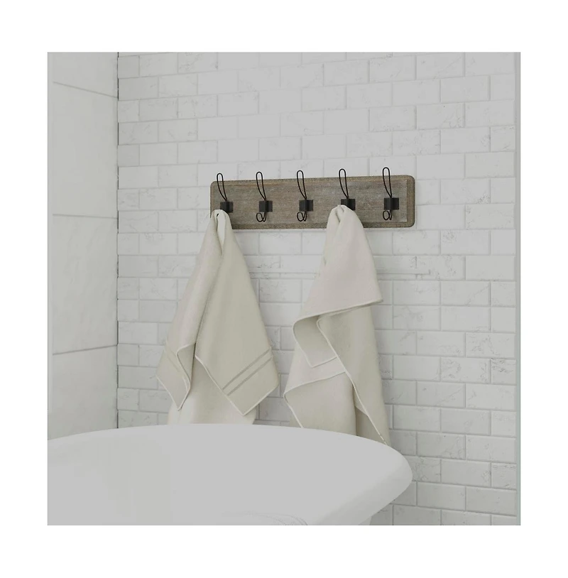 Rustic Coat Rack With Hooks -Wall Mount - Solid Pine Wood Entryway Hanger Farmhouse For Kitchen, Bedroom