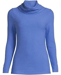 Lands' End Women's Long Sleeve Wide Rib Cowl Neck Tee