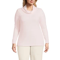 Lands' End Women's Plus Long Sleeve Wide Rib Cowl Neck Tee