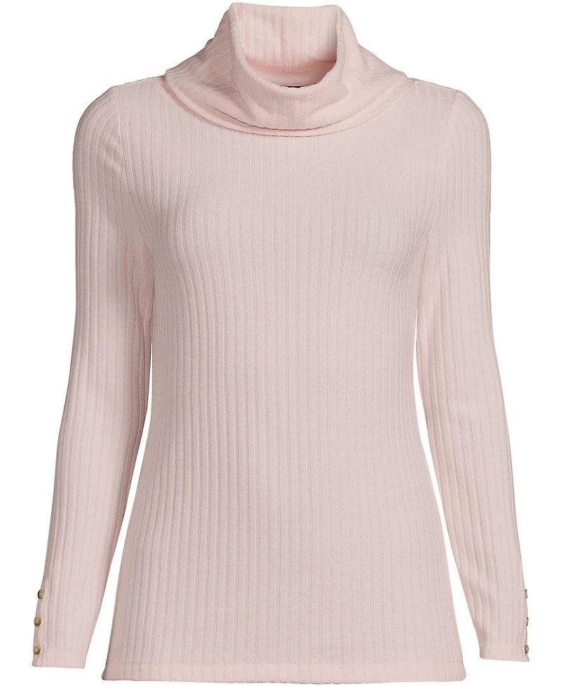 Lands' End Women's Long Sleeve Wide Rib Cowl Neck Tee
