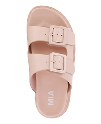 Mia Women's Gen Double Buckle Flat Slide Sandals
