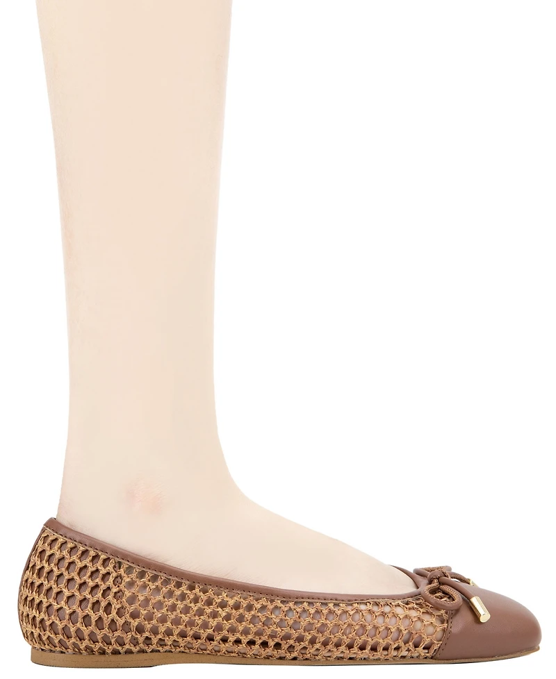 BCBGeneration Women's Hartly Woven Raffia Square Toe Ballet Flats