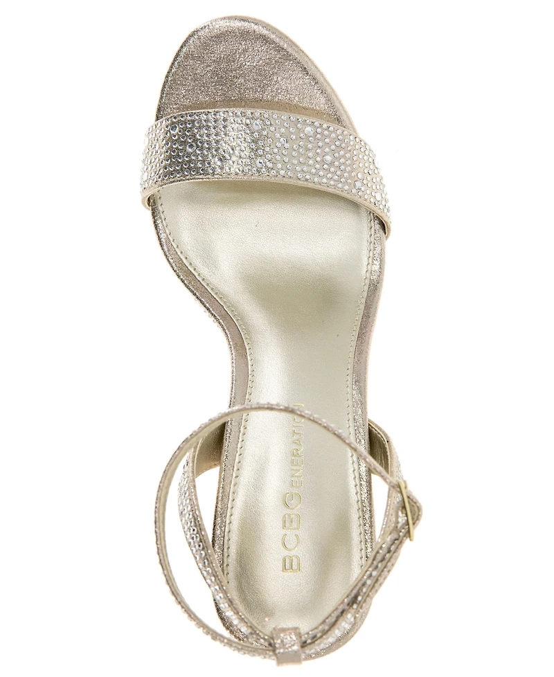 BCBGeneration Women's Pristal Rhinestone Platform Buckle Dress Sandals