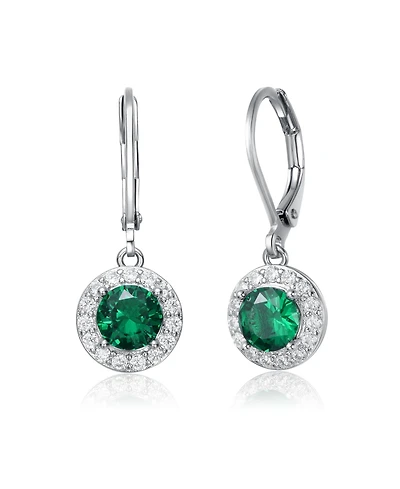 Elegant Halo Drop Dangle Leaver back Earrings