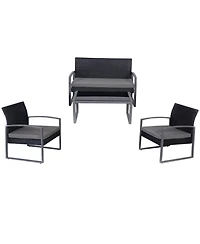 4 Pcs Modern Outdoo Patio Cushioned Rattan Seat