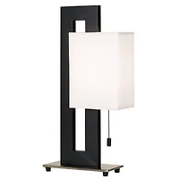 Floating Square 20 1/2" High Small Rectangular Modern Accent Table Lamp Pull Chain Black Metal Single White Shade Living Room Bedroom Bedside Nightsta
